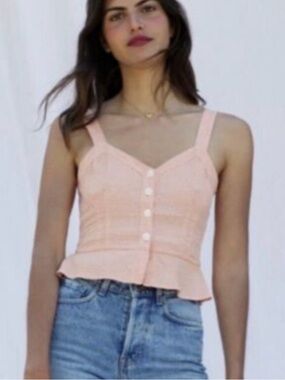 Rouje Peach Button-Front Peplum Cami